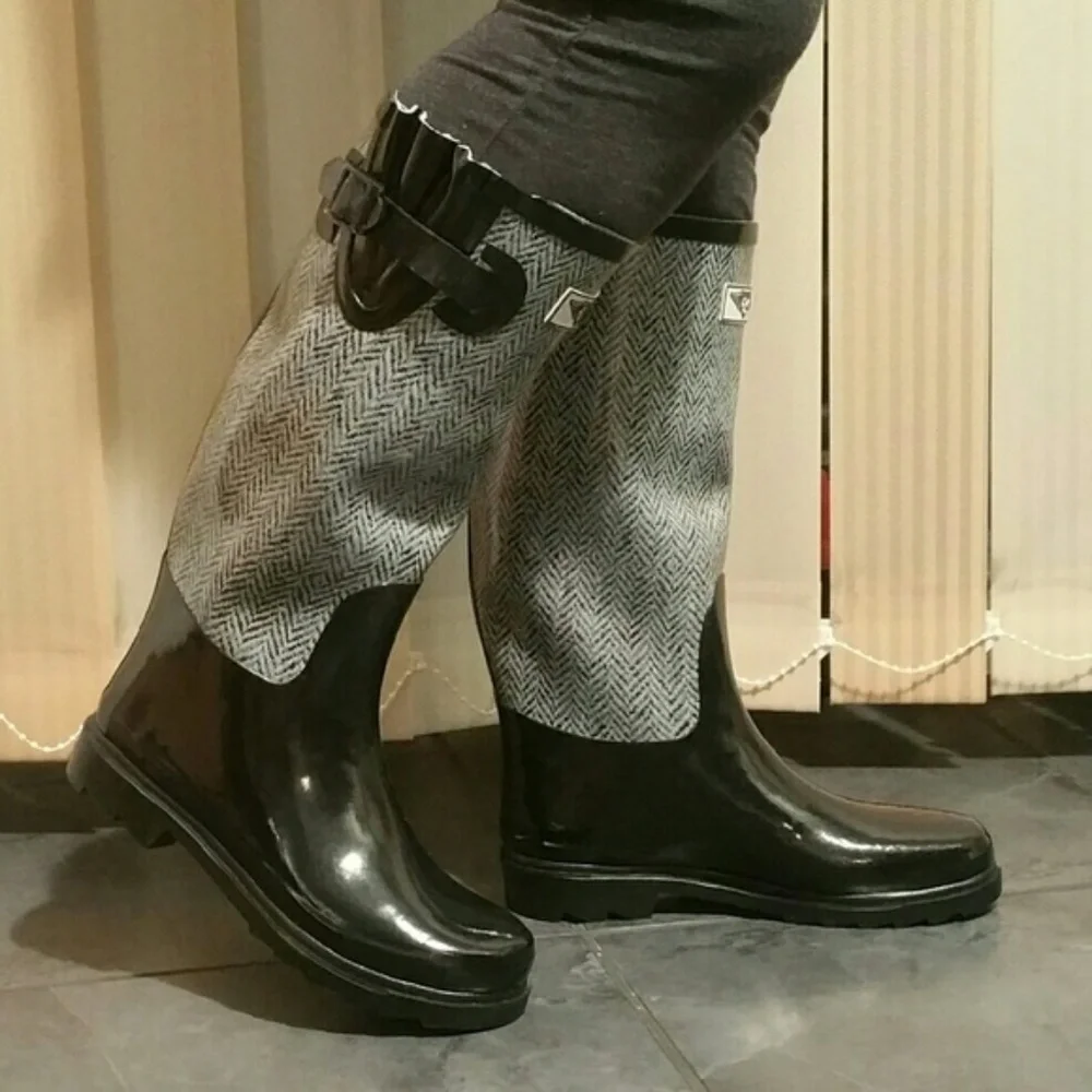 Women's Rainboots, Rubber Tall Rain Boots RB-1517, Gray
